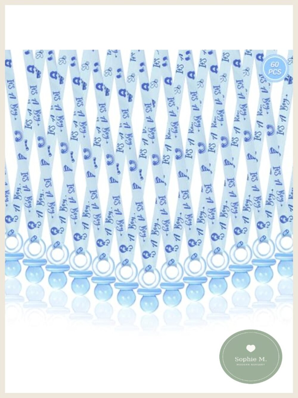 60 Pc Baby Shower Pacifier Necklace Acrylic Party Favors Games Decor DIY Set